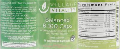 Photo of the Village Vitality Balanced B-100 Caps label