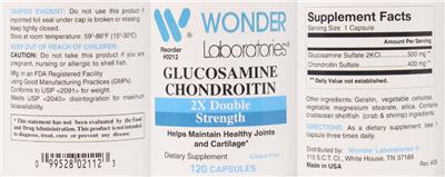 Photo of the Wonder Laboratories Glucosamine Chondroitin 2X Double Strength label