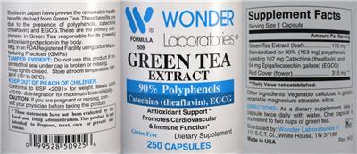 Photo of the Wonder Laboratories Green Tea Extract label