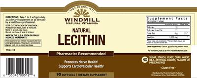 Photo of the Windmill Natural Vitamins Natural Lecithin label