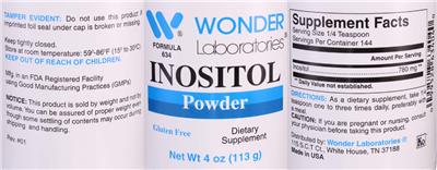 Photo of the Wonder Laboratories Inositol Powder label