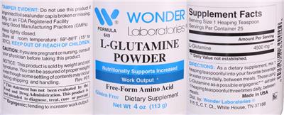Photo of the Wonder Laboratories L-Glutamine Powder label