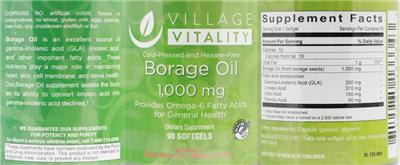 Photo of the Village Vitality Borage Oil 1,000 mg label