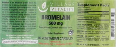 Photo of the Village Vitality Bromelain 500 mg label