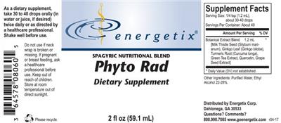 Photo of the Energetix Phyto Rad label
