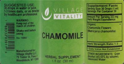 Photo of the Village Vitality Chamomile label