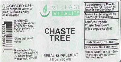 Photo of the Village Vitality Chaste Tree label