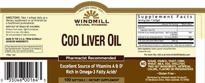 Photo of the Windmill Natural Vitamins Cod Liver Oil label