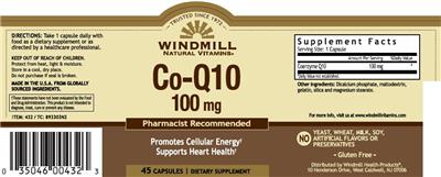 Photo of the Windmill Natural Vitamins Co-Q10 100 mg label