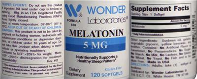 Photo of the Wonder Laboratories Melatonin 5 mg label