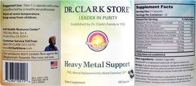 Photo of the Dr. Clark Store Heavy Metal Support label