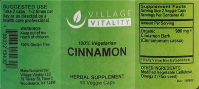 Photo of the Village Vitality Cinnamon label