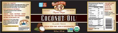 Photo of the Barlean's Organic Virgin Coconut Oil label