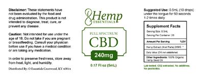 Photo of the Hemp Essentials Full Spectrum CBD label