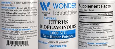Photo of the Wonder Laboratories Natural Citrus Bioflavonoids 1,000 mg label