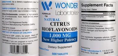 Photo of the Wonder Laboratories Natural Citrus Bioflavonoids 1,000 mg label