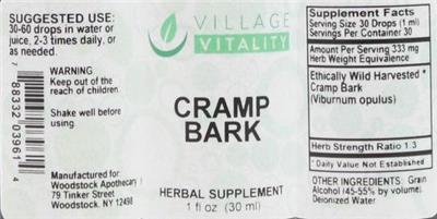 Photo of the Village Vitality Cramp Bark label