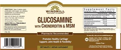 Photo of the Windmill Natural Vitamins Glucosamine with Chondroitin and MSM label