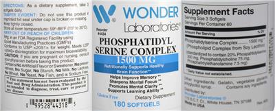 Photo of the Wonder Laboratories Phosphatidyl Serine Complex 1500 mg label