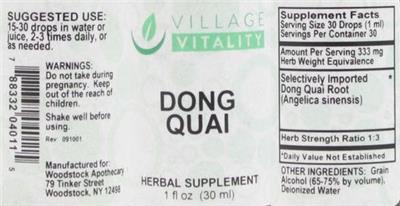 Photo of the Village Vitality Dong Quai label
