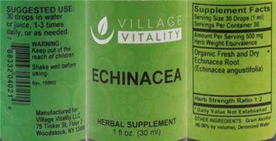 Photo of the Village Vitality Echinacea label