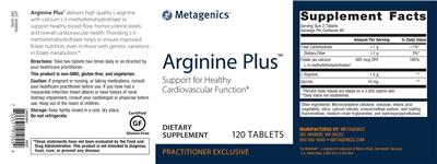 Photo of the Metagenics Arginine Plus label