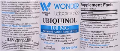 Photo of the Wonder Laboratories Ubiquinol 100 mg label
