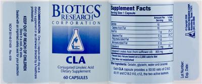 Photo of the Biotics Research Corporation CLA label