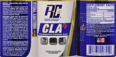 Photo of the RC Ronnie Coleman Signature Series CLA XS label