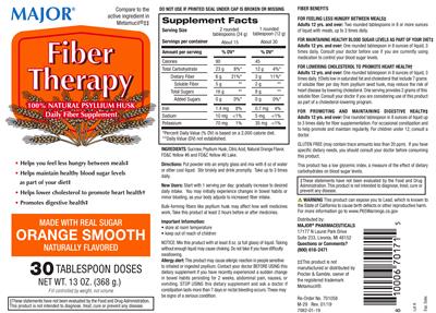 Photo of the Major Fiber Therapy Orange Smooth label