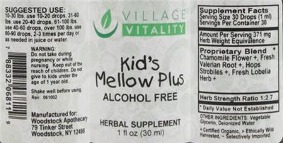 Photo of the Village Vitality Kid's Mellow Plus label