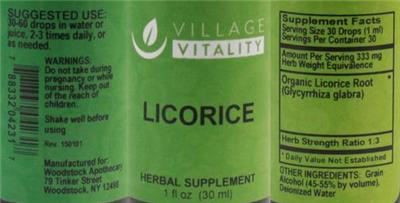 Photo of the Village Vitality Licorice label