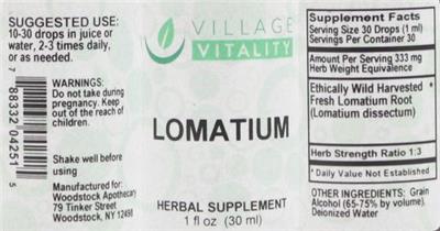 Photo of the Village Vitality Lomatium label