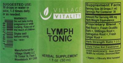 Photo of the Village Vitality Lymph Tonic label