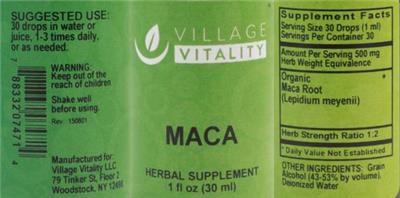 Photo of the Village Vitality Maca label