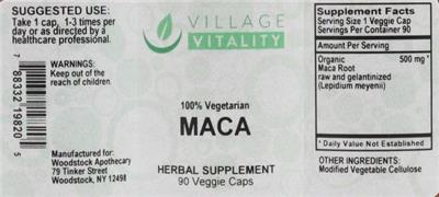Photo of the Village Vitality Maca label