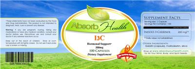 Photo of the Absorb Health I3C 200 mg label