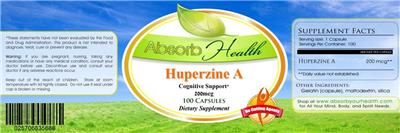 Photo of the Absorb Health Huperzine A 200 mcg label