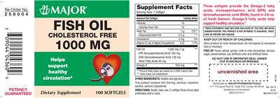 Photo of the Major Fish Oil Cholesterol Free 1000 mg label