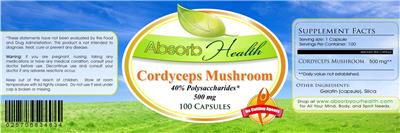Photo of the Absorb Health Cordyceps Mushroom 500 mg label