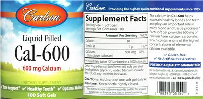 Photo of the Carlson Liquid Filled Cal-600 label