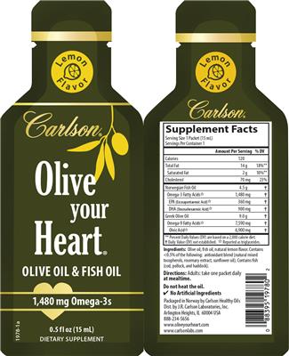 Photo of the Carlson Olive Your Heart Lemon Flavor label