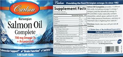 Photo of the Carlson Salmon Oil Complete label