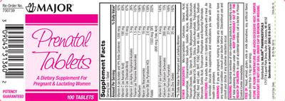 Photo of the Major Prenatal Tablets label