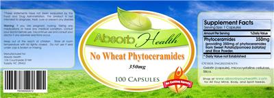 Photo of the Absorb Health No Wheat Phytoceramides 350 mg label