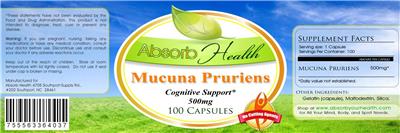 Photo of the Absorb Health Mucuna Pruriens 500 mg label