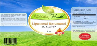 Photo of the Absorb Health Liposomal Resveratrol label