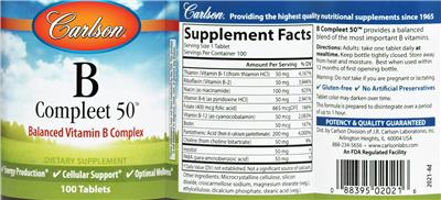 Photo of the Carlson B-Compleet 50 label