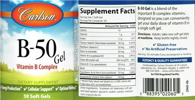 Photo of the Carlson B-50 Gel label