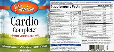 Photo of the Carlson Cardio Complete label